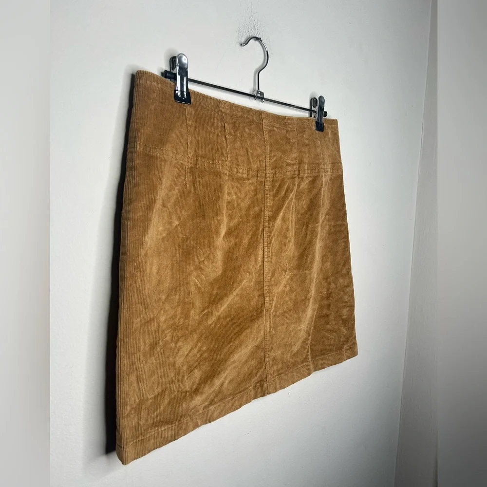 Corduroy Mini Skirt Front Zip Brown Stretch Wild Fable Size 6 M